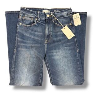 Good American Straight Leg Washed Blue Jeans